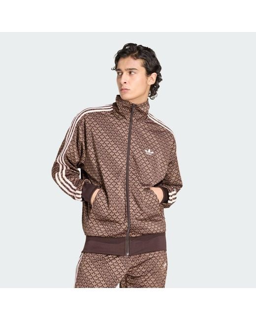 Adidas Originals Brown Sweatshirt Adidas Firebird Loose Monogram Track Top Aurora Coffee/ Earth Strata/ Sandy for men