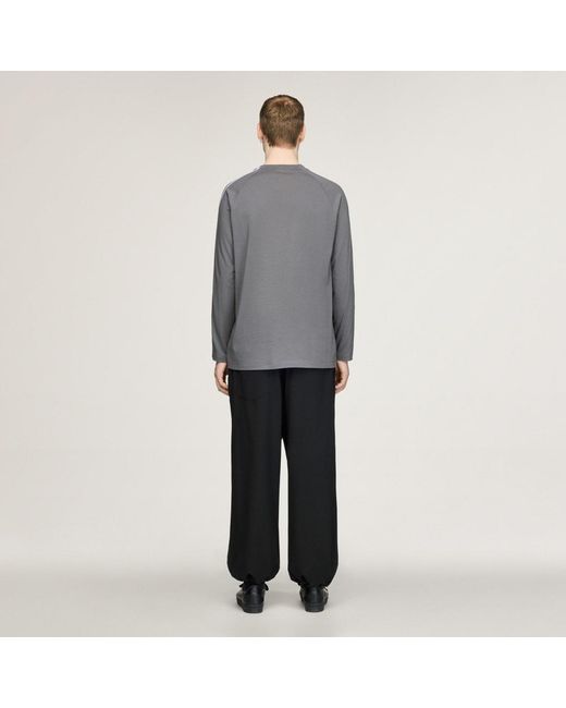 Adidas Gray Y-3 Oversized Gradient Stripes Long Sleeve T-Shirt