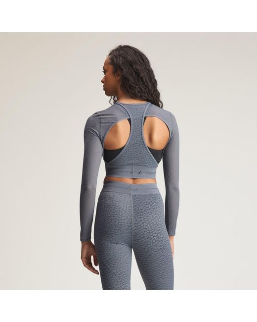 Adidas Blue Asmc Longsleeve Lace Crop Top
