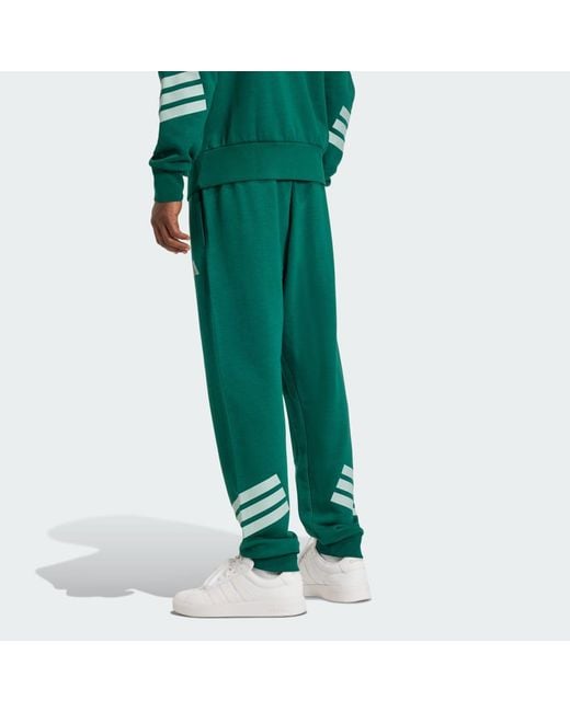 Adidas Green French Terry 3-Stripes Joggers for men
