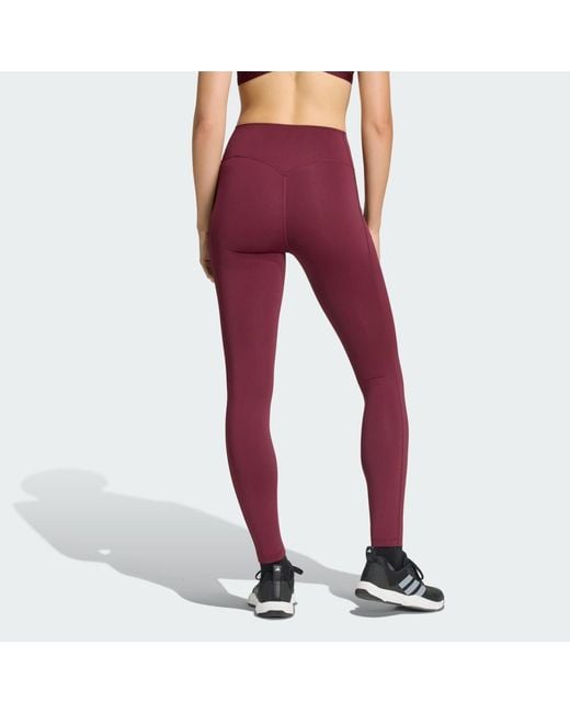 Adidas Red Optime Workout Full Length Leggings