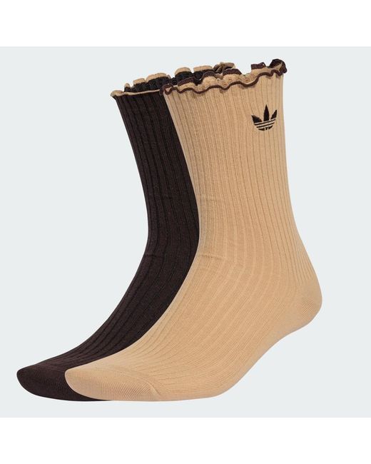 Adidas Brown Ruffle Crew Socks 2 Pairs