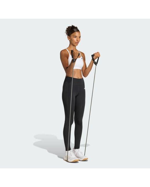 Adidas White Optime Essentials Workout Light Support Bra