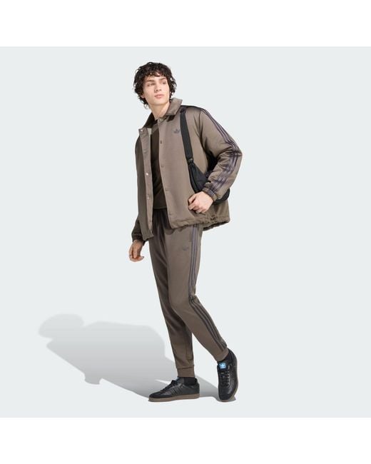 Adidas Brown 3 Stripes Satin Padded Jacket for men