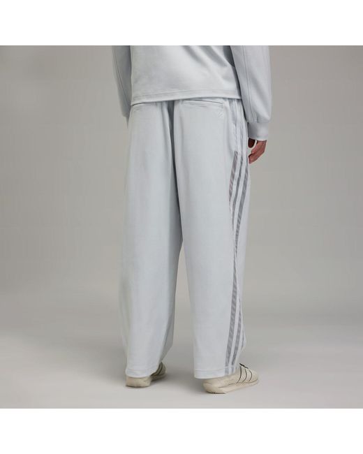 Adidas Gray Y-3 Mesh Stripes Track Tracksuit Bottoms for men