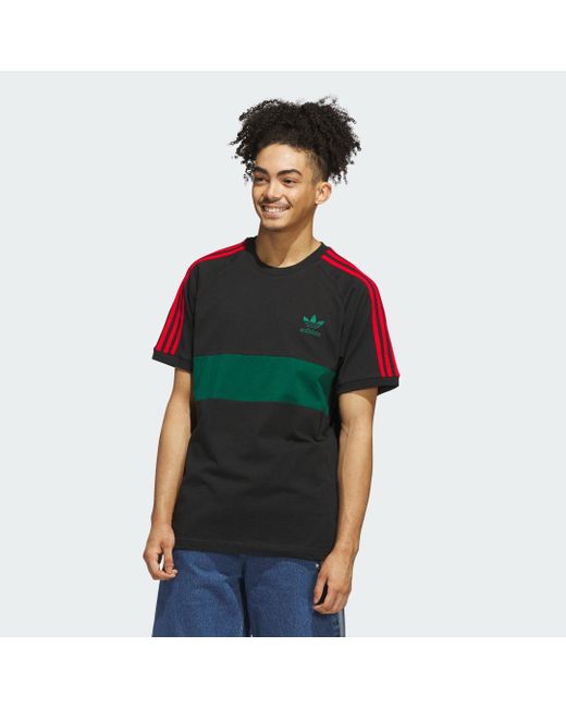 Adidas Green 3-Stripes Panel Tee for men