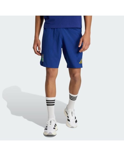 Adidas Blue Italy Tiro Travel Shorts for men