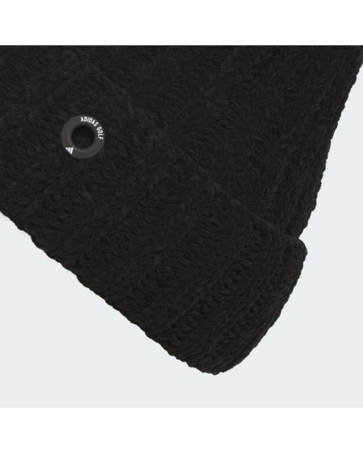 Adidas Black Chenille Cable-knit Pom Beanie