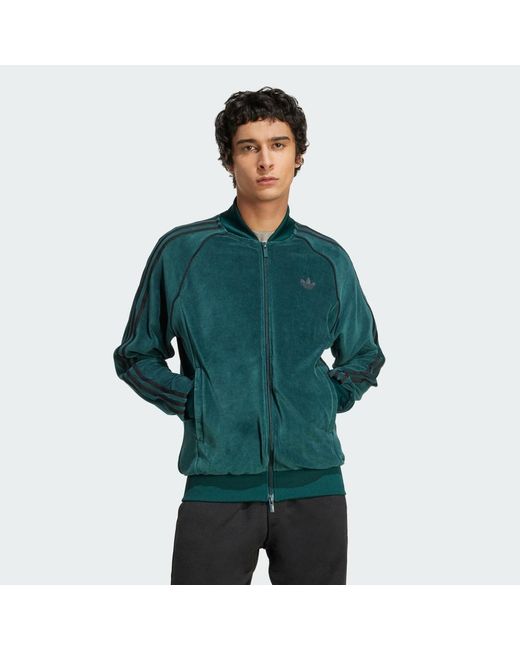 Adidas Green Sst Adicolor Velour Track Top for men
