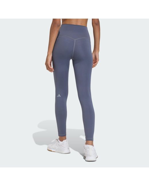 Adidas Blue 3 Stripes Studio All Me 7/8 X-Over Leggings