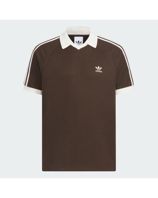 adidas Waffle Short Sleeve Polo Shirt in Brown for Men | Lyst UK