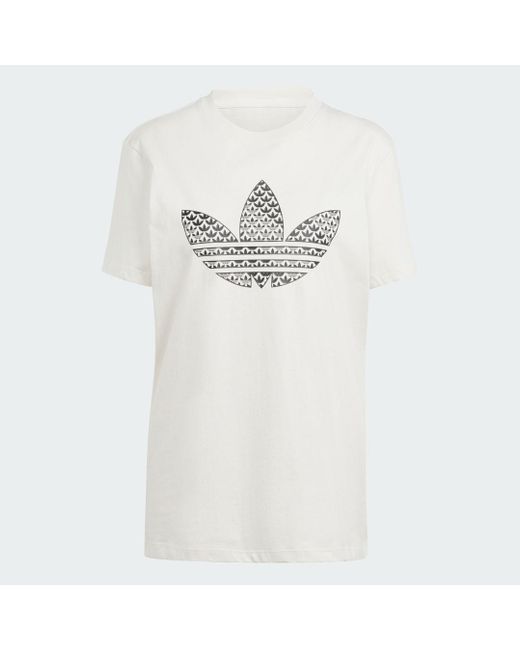 Trefoil Monogram Infill T-Shirt di Adidas in White