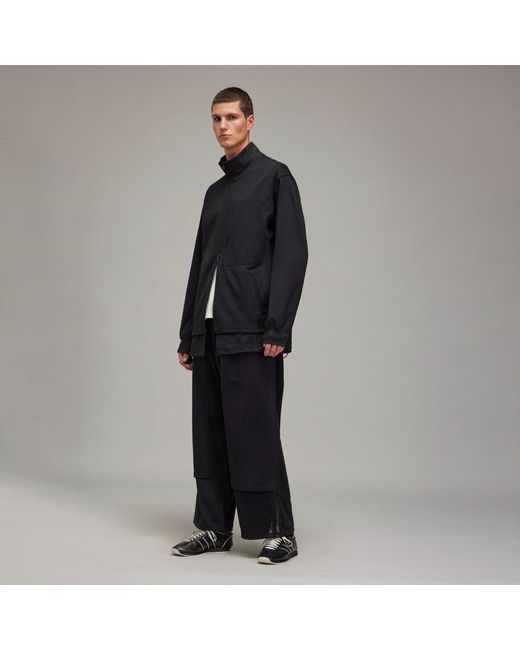 Adidas Black Y-3 Mesh Stripes Track Tracksuit Bottoms for men