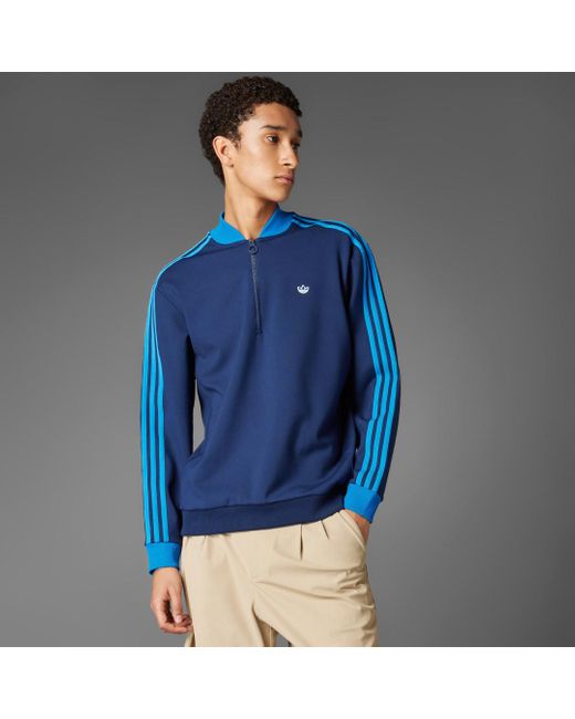 Sudadera Originals 1/4 Zip 3 Bandas Adidas de hombre de color Blue