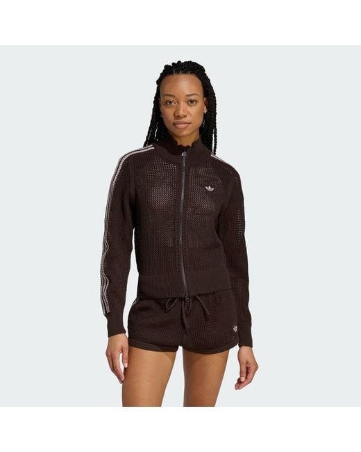 Adidas Black Knitted Crochet Firebird Track Top
