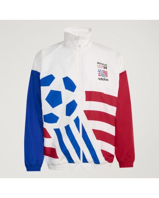 Adidas Blue Graphic Woven Track Top for men