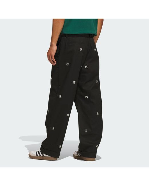Adidas Black Originals Loose Embroidered Pant for men