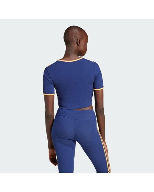 Originals Rib Short Sleeve Full-Zip Long-Sleeve Top di Adidas in Blue