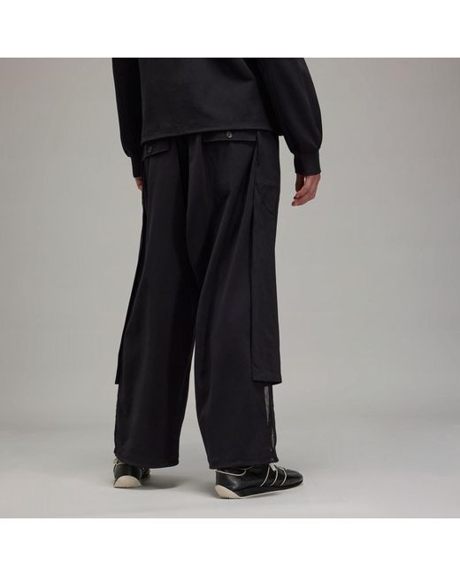 Adidas Black Y-3 Mesh Stripes Track Tracksuit Bottoms for men