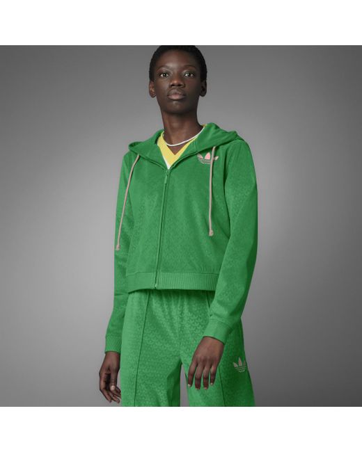 Adidas Adicolor Heritage Now Velour Ritshoodie in het Green