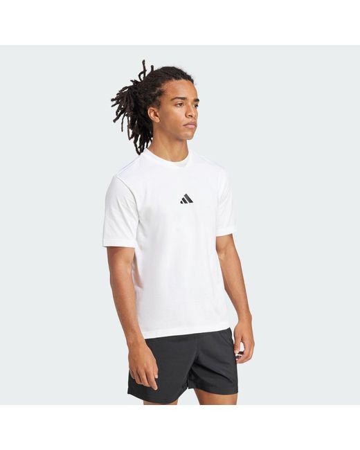 Adidas White Essentials Small Logo Single Jersey T-Shirt for men