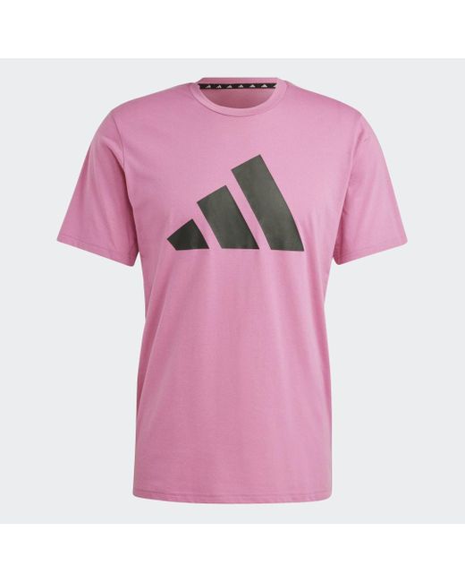 Adidas Pink Train Essentials Feelready Logo Training T-shirt for men