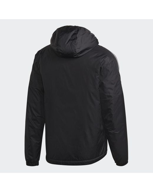 Adidas Black 3 Stripe Essential Waterproof Wind Resistant Long Sleeve Puffer Jacket for men