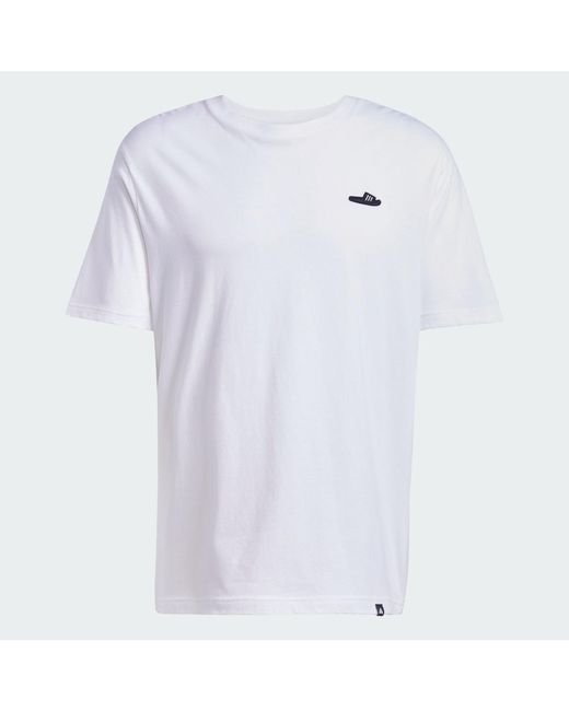 Adidas White Lounge Slide Graphic T-Shirt for men