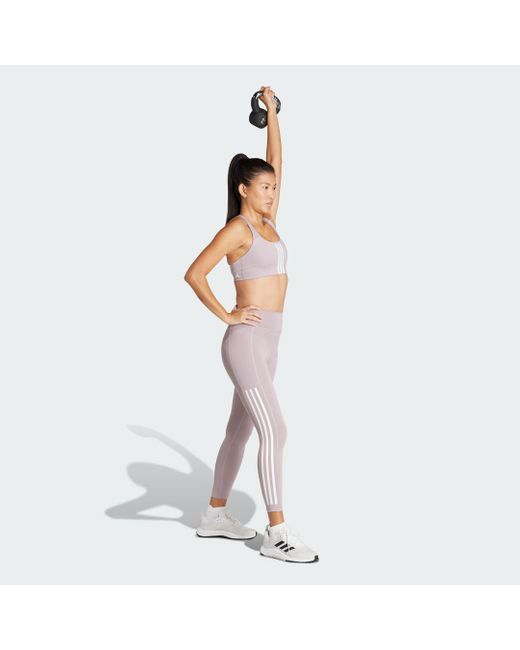 Adidas Pink Powerimpact Training Medium-support 3-stripes Bra