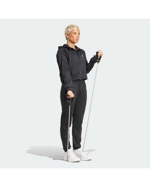 Chaqueta Con Capucha Aeroready Game And Go Fleece Adidas de color Black