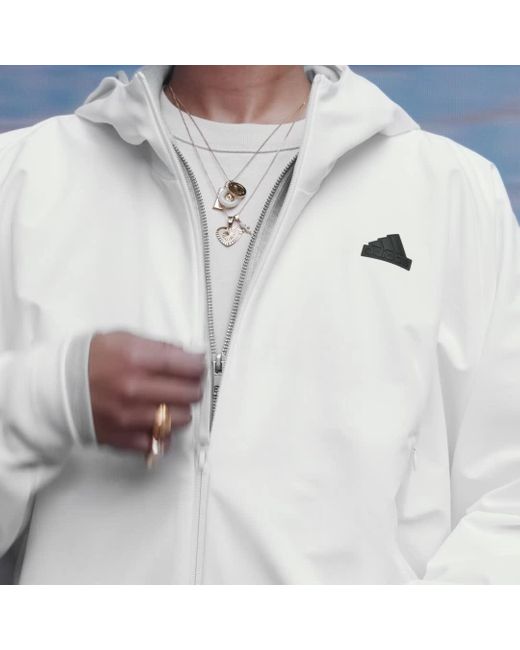 Adidas White Z.N.E. Woven Full-Zip Hooded Track Top for men