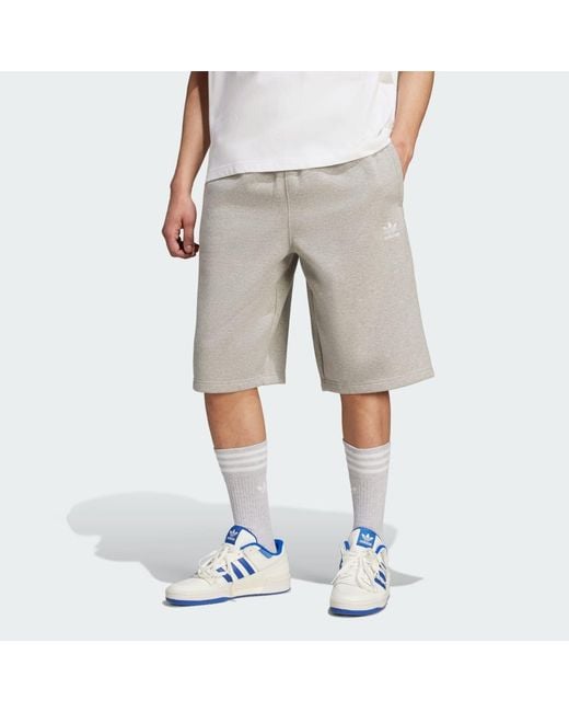Adidas Gray Trefoil Essentials Shorts 12 Inch for men