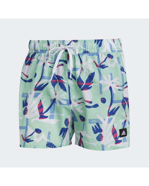 Adidas Blue Seasonal Floral Clx Very Short Length Swim Shorts for men
