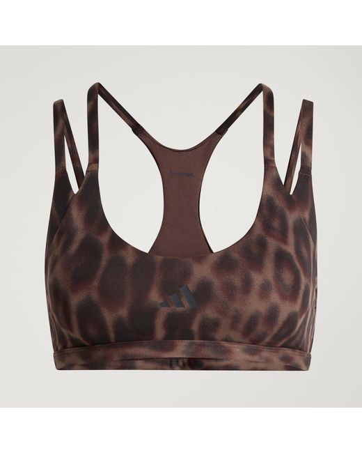 Adidas Black Optime Leopard Strappy Light Support Bra