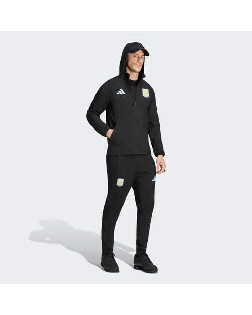 Adidas Black Aston Villa Fc Tiro Travel Full Zip Windbreaker for men