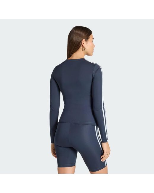 Adidas Blue 3 Stripes Long Sleeve T-Shirt