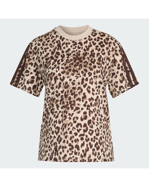 Adidas Brown Seasonal Essentials Animal Print T-Shirt