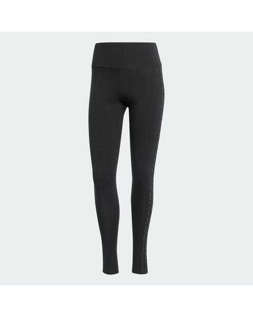 Adidas Black Snakeskin 3-Stripes Leggings