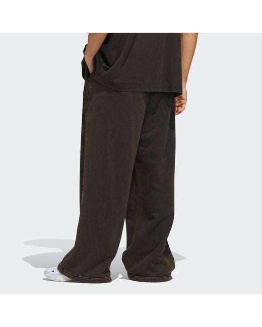 Adidas Black Basketball Washed Fleece Wide Leg Joggers