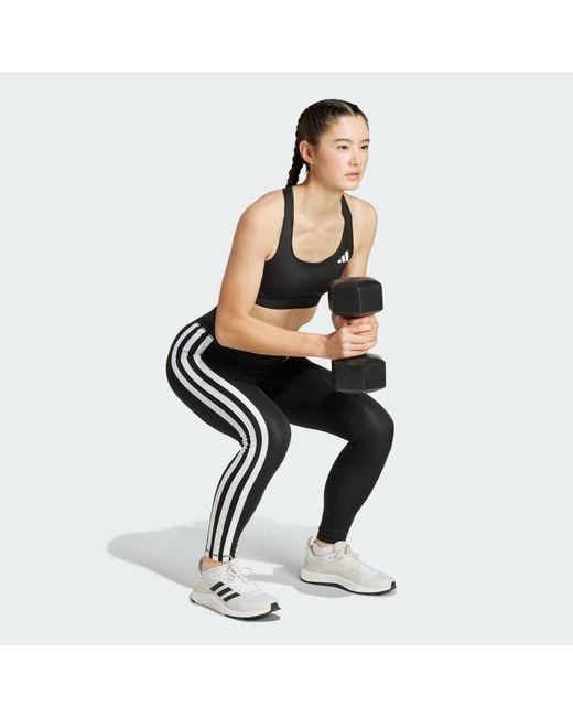Adidas Black Optimé Essentials 3-Stripes 7/8 Leggings
