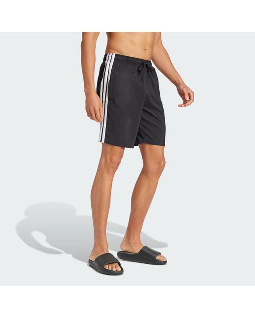 Adidas Blue 3-Stripes Swim Shorts 8-Inch for men