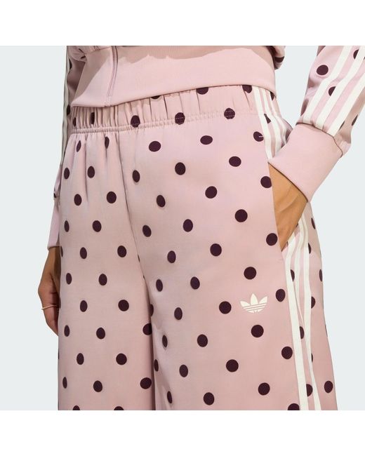 Adidas Pink Satin Polka Dots Wide Leg Pant