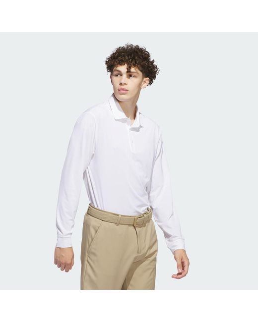 Adidas White Long Sleeve Polo Shirt for men