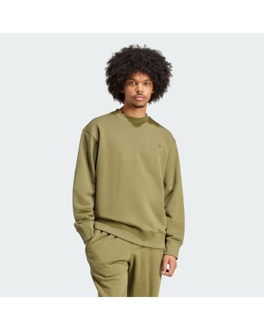Adidas Green Adicolor Contempo Crew French Terry Sweatshirt for men