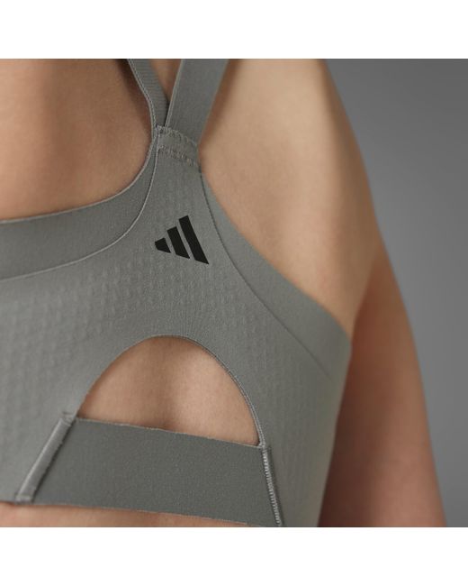 adidas Tlrd Impact Luxe High-support Zip Bra in Grey