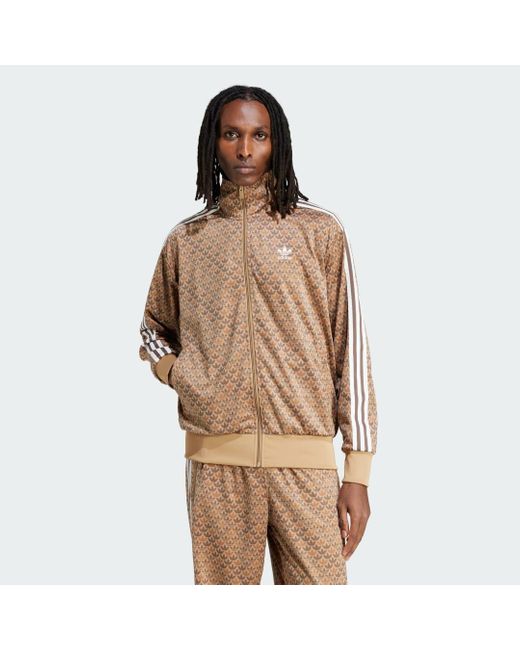 Adidas Brown Firebird Classic Mono Track Top for men
