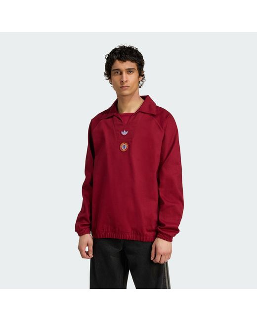Adidas Red Aston Villa Fc Terrace Icons Drill Sweatshirt for men
