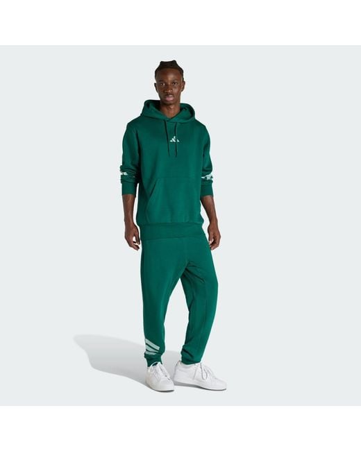 Adidas Green French Terry 3-Stripes Joggers for men
