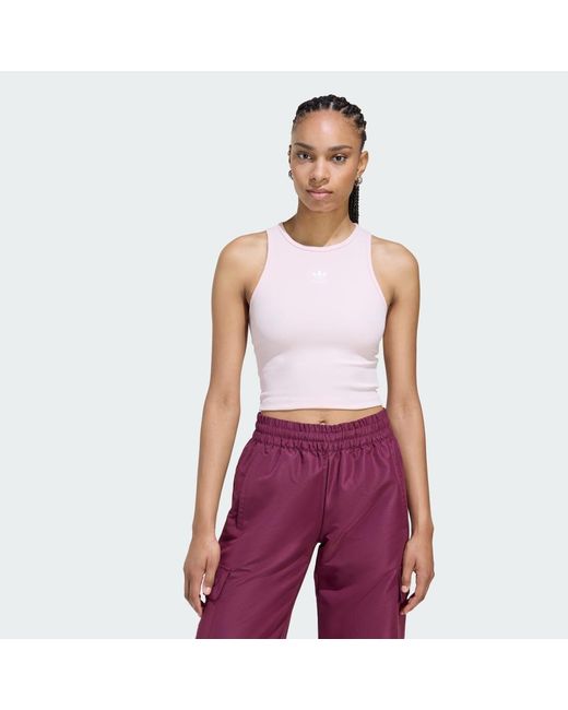 Adidas Purple Essentials Ribbed Tank Top