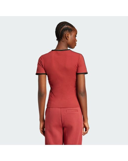 T-Shirt Originals Premium 3-Stripes Cali di Adidas in Red